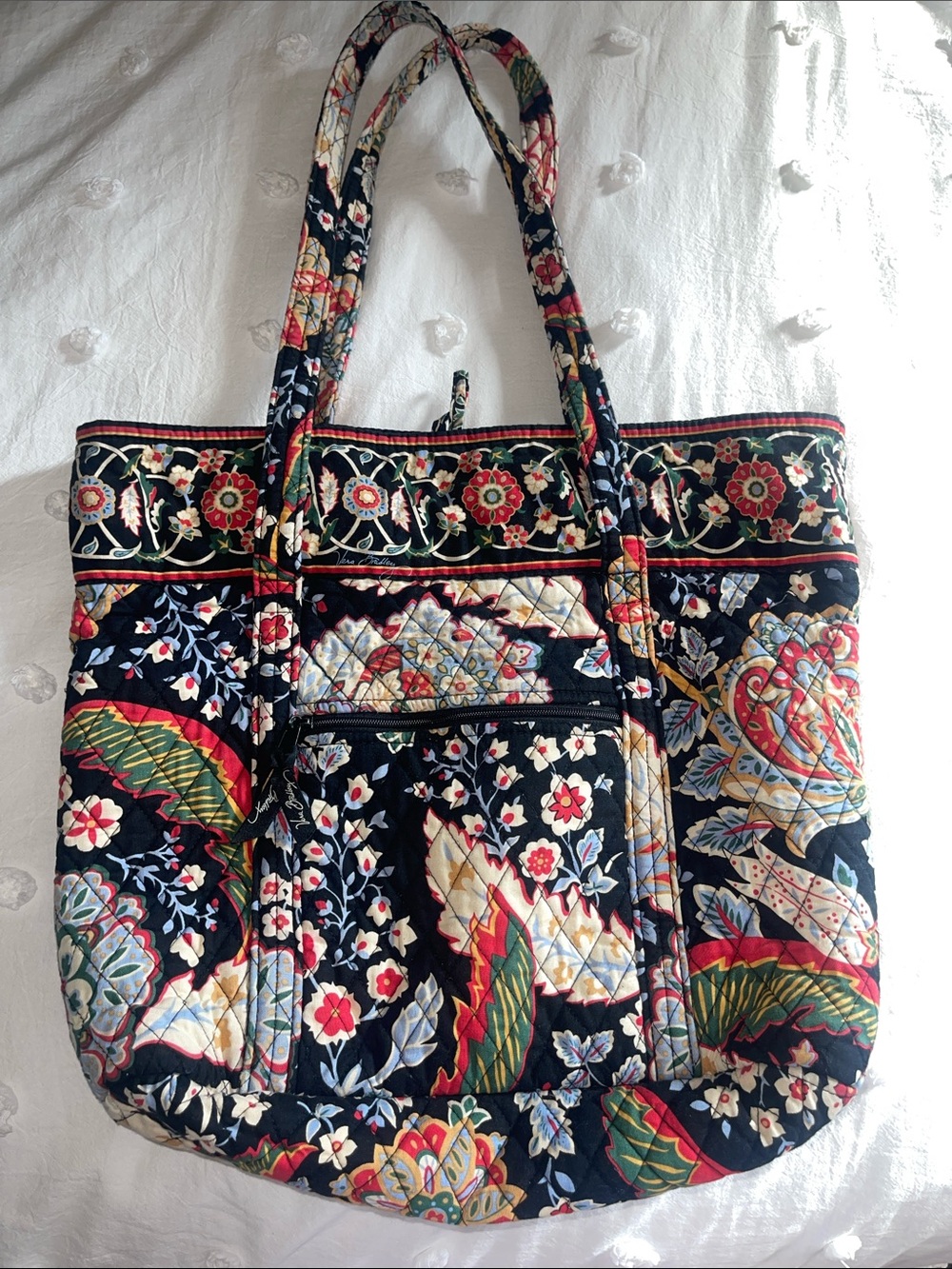 Vera Bradley Navy Multicolor Quilted Floral Tote